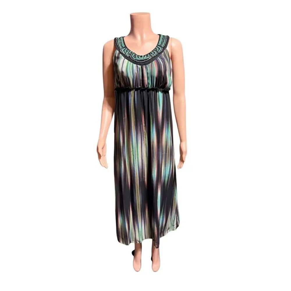 Samijo multicolored maxi dress with a beaded neckline M/8